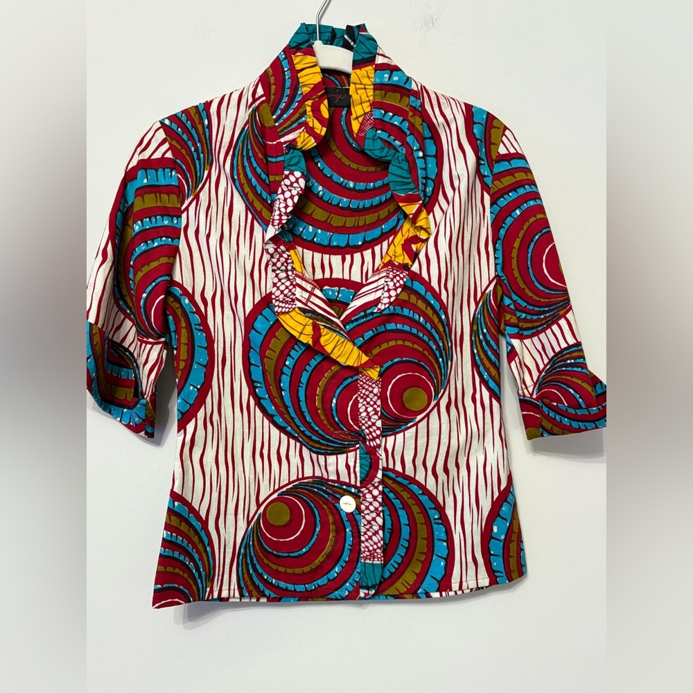Vibrant Multicolor Ankara Blouse - image 2